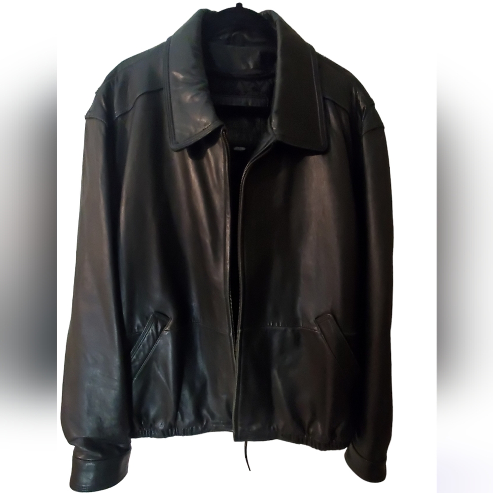 Colebrook Black Leather Bomber Jacket SIZE XXL